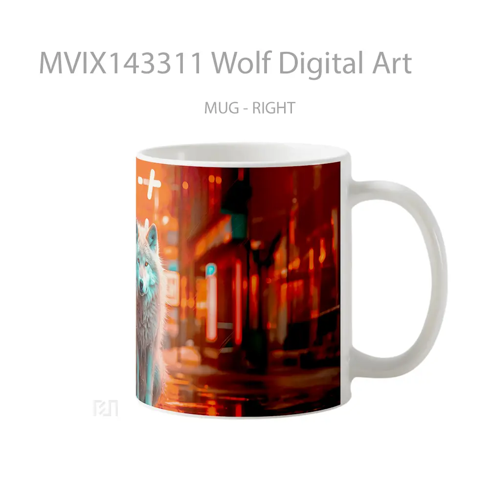 Mug Wolf Digital Art Gelas Hewan Lucu - All-side / Desain