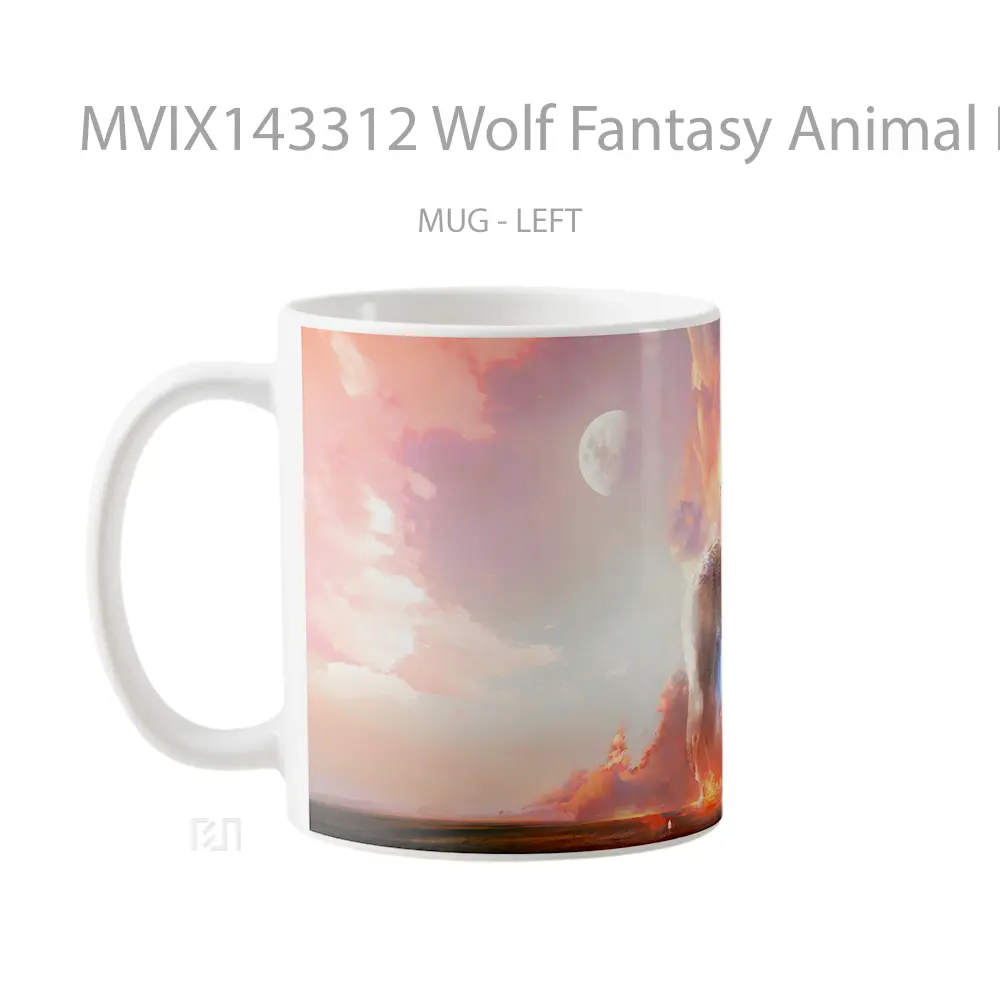 Mug Wolf Fantasy Animal Digital Art Gelas Hewan Lucu - All-side / Desain