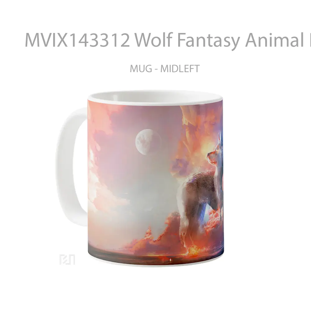 Mug Wolf Fantasy Animal Digital Art Gelas Hewan Lucu - All-side / Desain