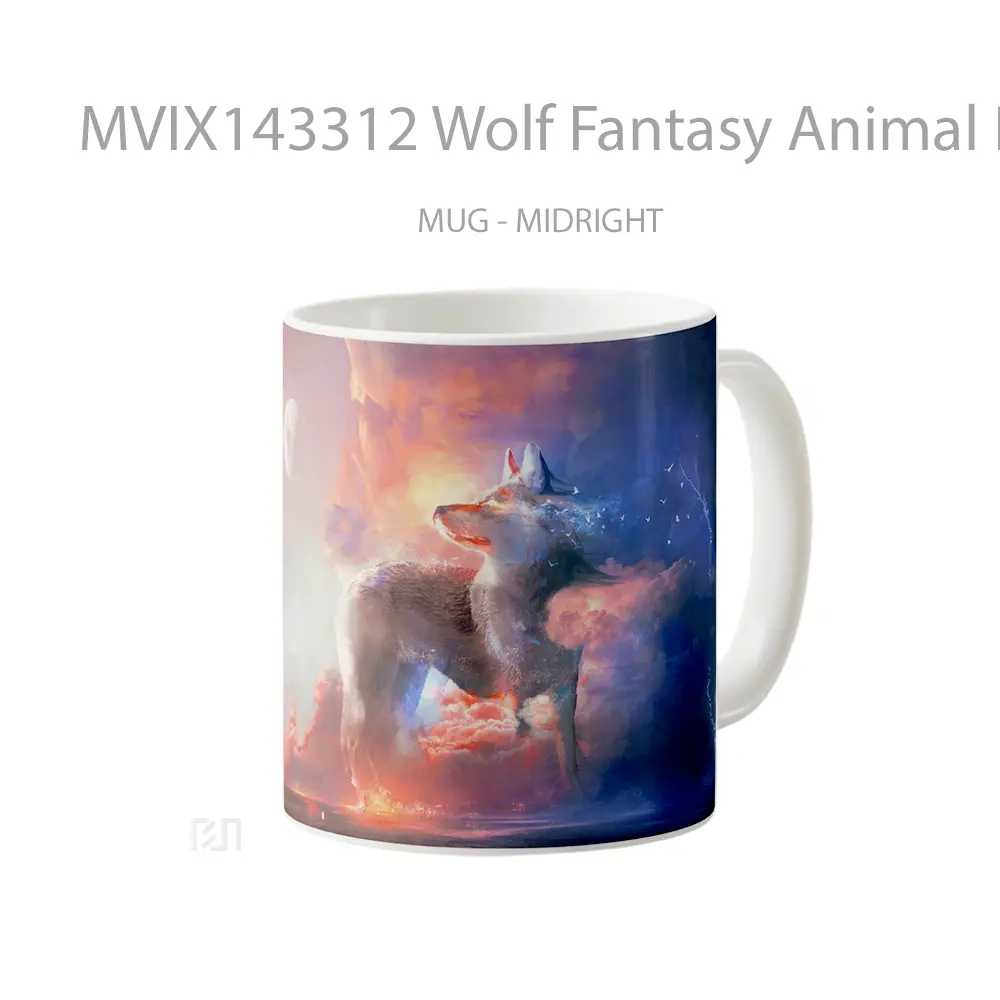 Mug Wolf Fantasy Animal Digital Art Gelas Hewan Lucu - All-side / Desain