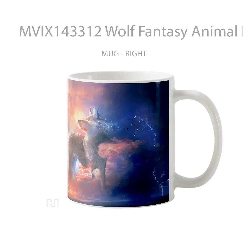 Mug Wolf Fantasy Animal Digital Art Gelas Hewan Lucu - All-side / Desain