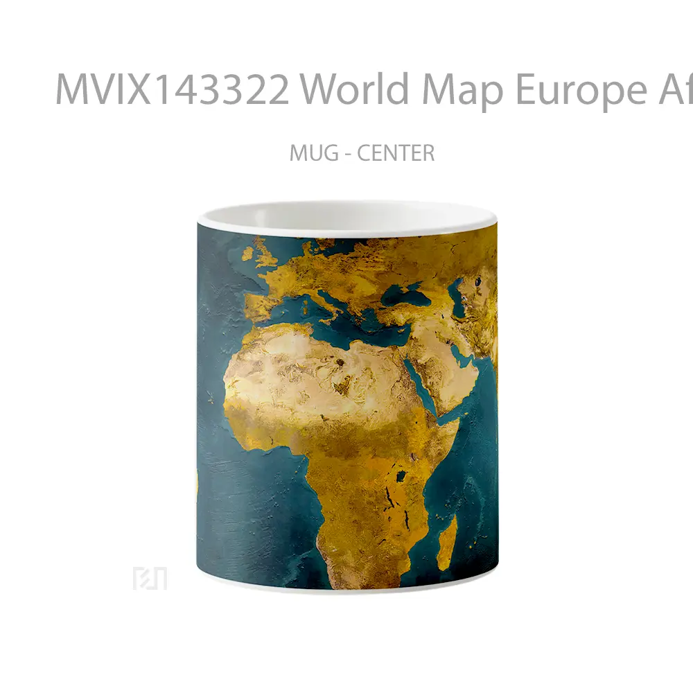 Mug World Map Europe Africa Digital Art Gelas Keramik Unik