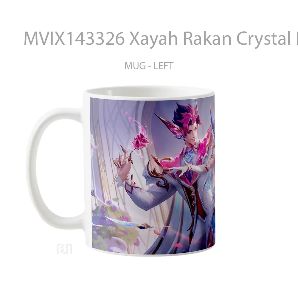 Mug Xayah Rakan Crystal Rose Skin Lol Wild Rift Splash Ar Cangkir Gamer - All-side / Desain