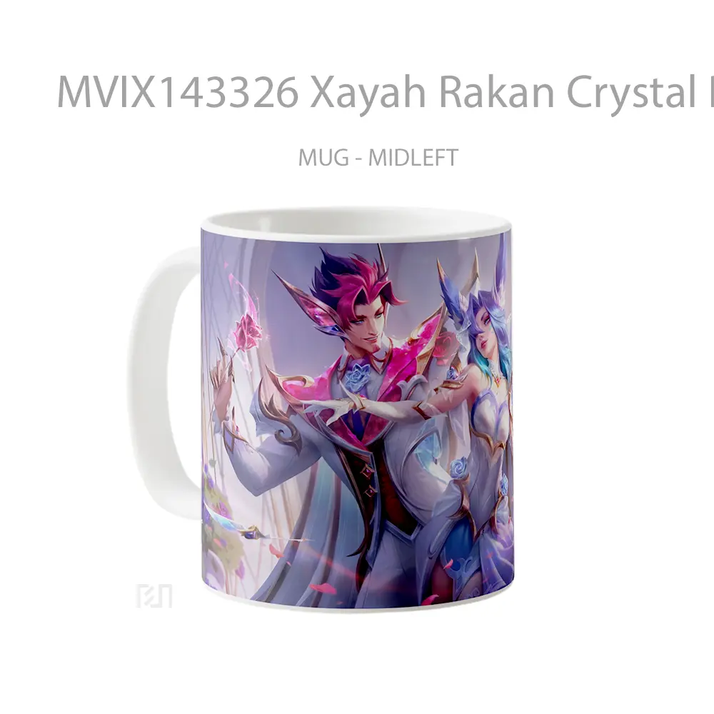 Mug Xayah Rakan Crystal Rose Skin Lol Wild Rift Splash Ar Cangkir Gamer - All-side / Desain