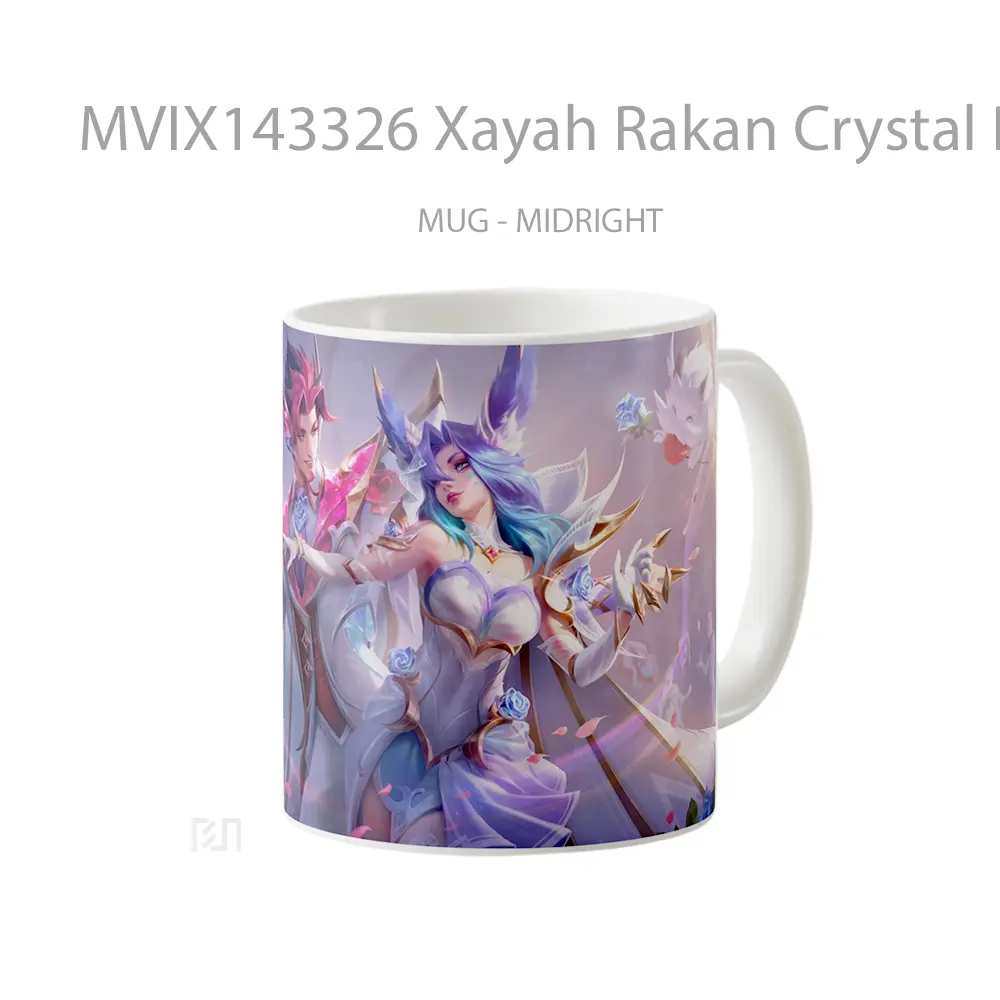 Mug Xayah Rakan Crystal Rose Skin Lol Wild Rift Splash Ar Cangkir Gamer - All-side / Desain