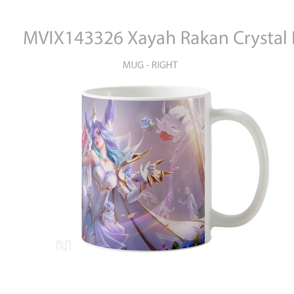 Mug Xayah Rakan Crystal Rose Skin Lol Wild Rift Splash Ar Cangkir Gamer - All-side / Desain