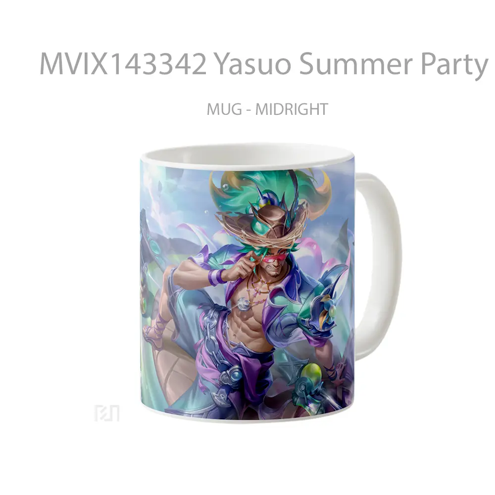Mug Yasuo Summer Party Exquisite Edition Skin Lol Wild Rift Splash Art Cangkir Gamer - All-side / Desain