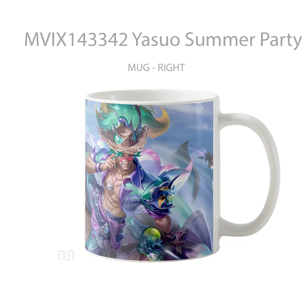 Mug Yasuo Summer Party Exquisite Edition Skin Lol Wild Rift Splash Art Cangkir Gamer - All-side / Desain