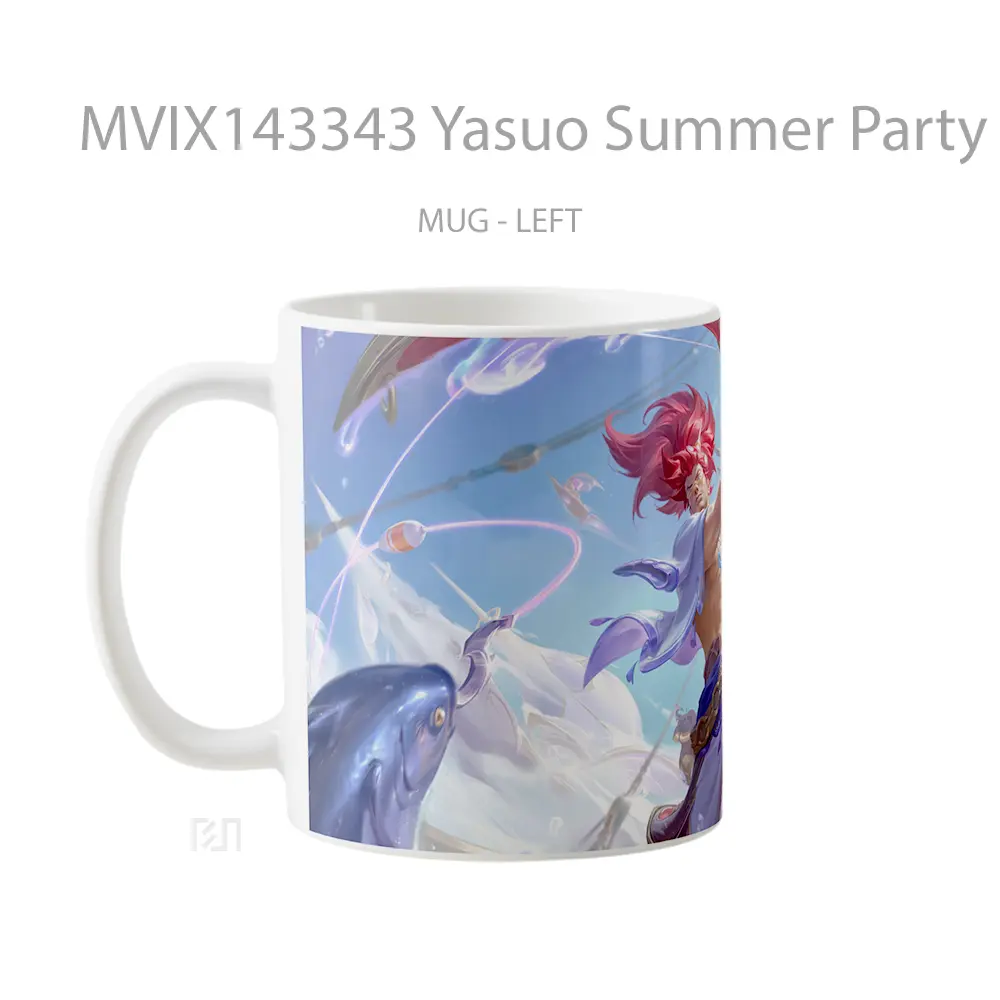 Mug Yasuo Summer Party Skin Lol Wild Rift Splash Art Cangkir Gamer - All-side / Desain