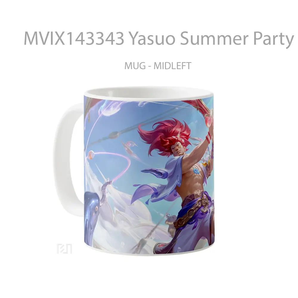 Mug Yasuo Summer Party Skin Lol Wild Rift Splash Art Cangkir Gamer - All-side / Desain