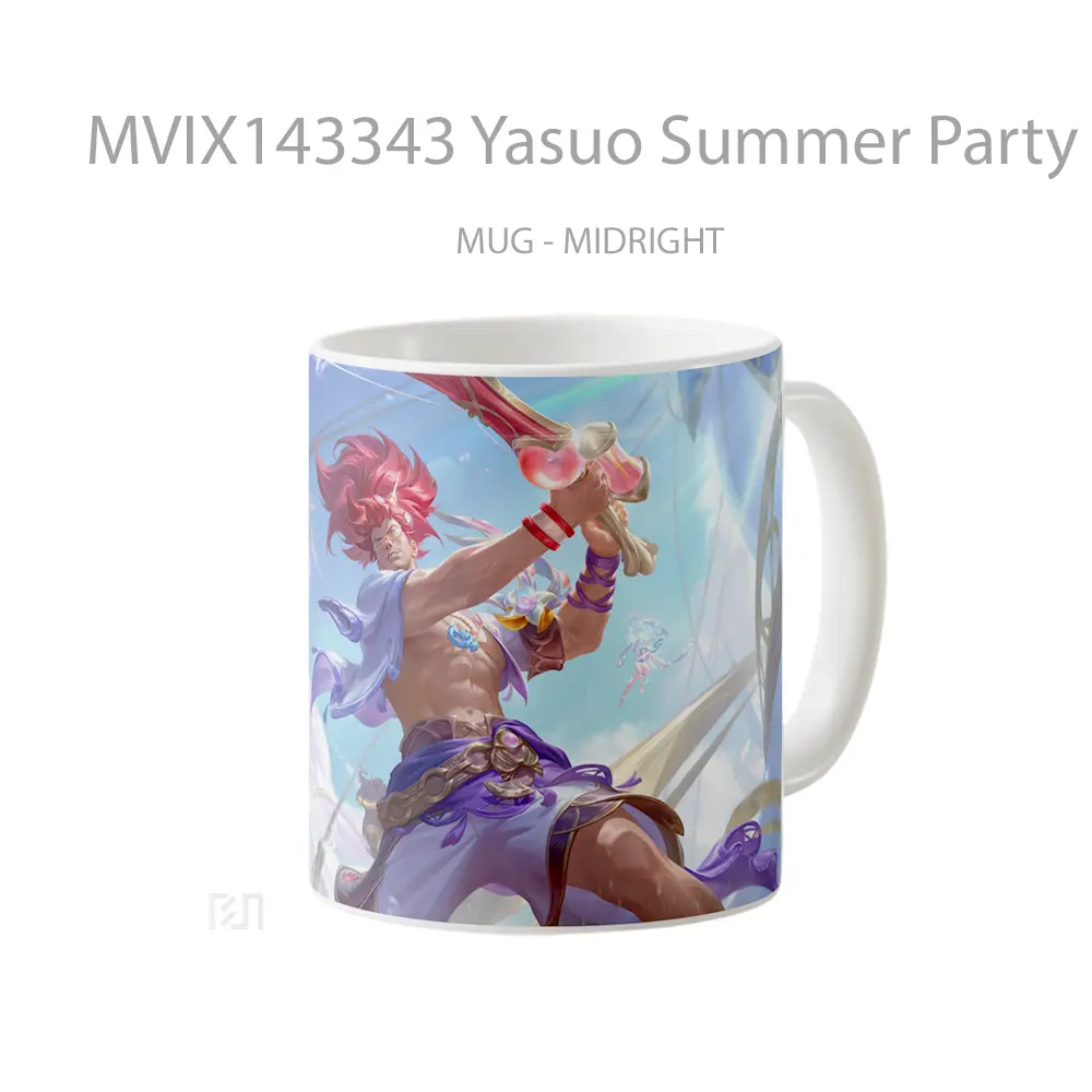 Mug Yasuo Summer Party Skin Lol Wild Rift Splash Art Cangkir Gamer - All-side / Desain
