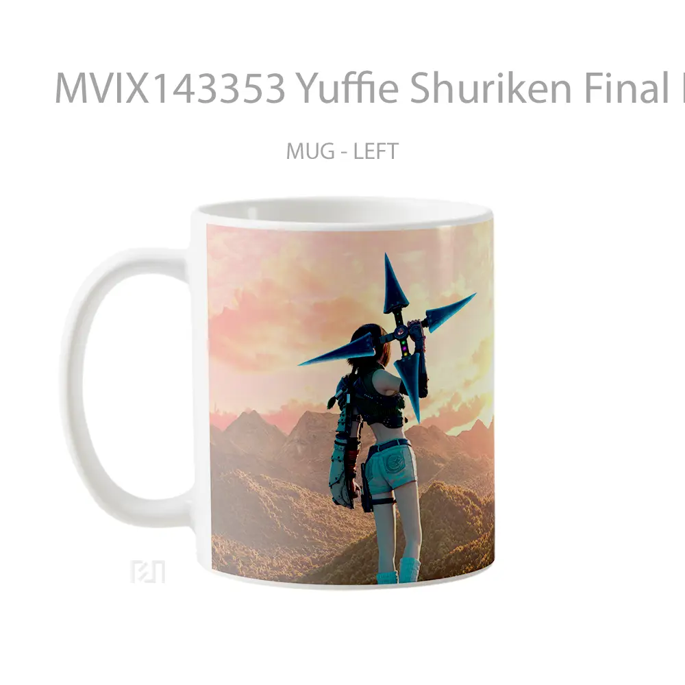 Mug Yuffie Shuriken Final Fantasy 7 Remake Rebirth Gelas Keramik Unik - All-side / Desain