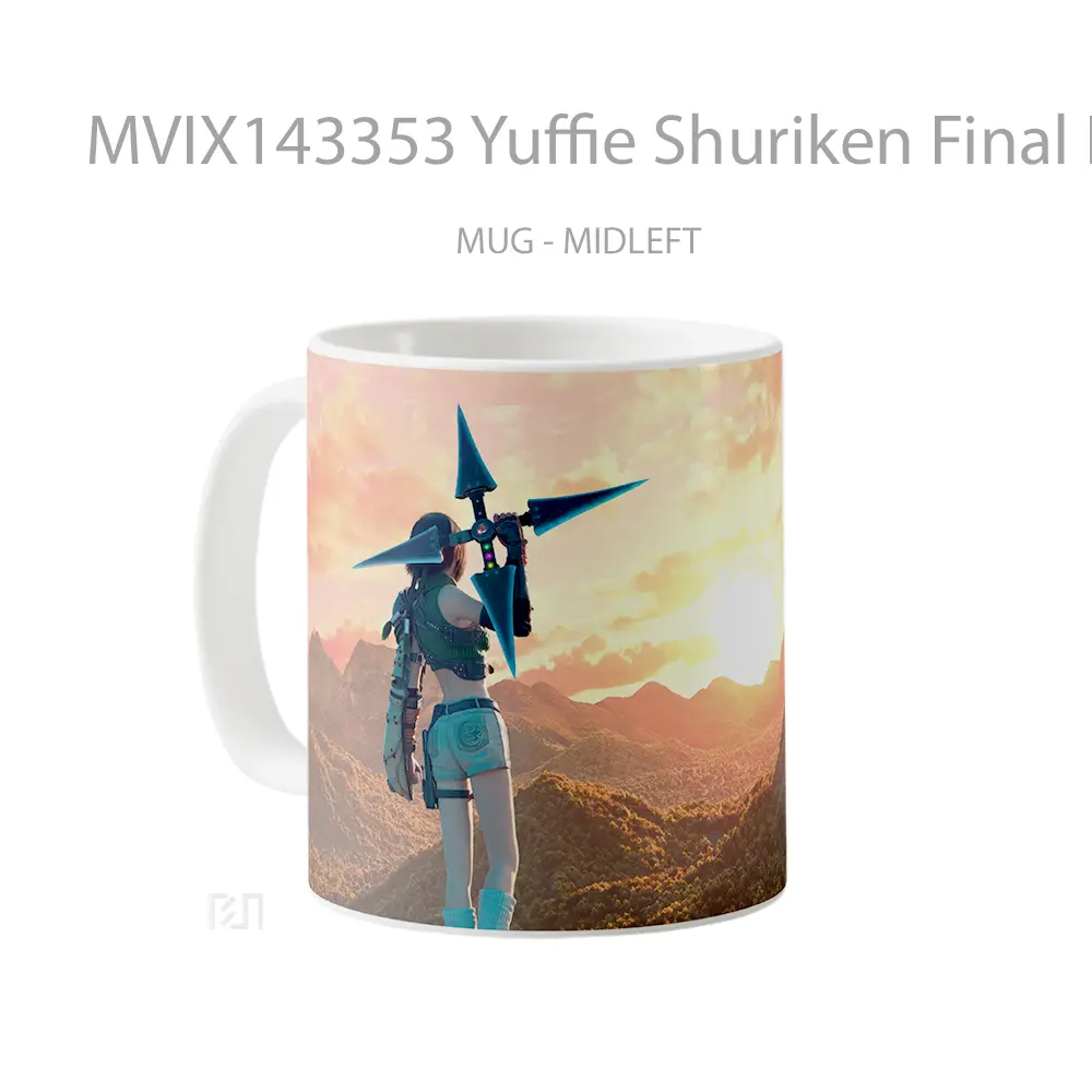 Mug Yuffie Shuriken Final Fantasy 7 Remake Rebirth Gelas Keramik Unik - All-side / Desain