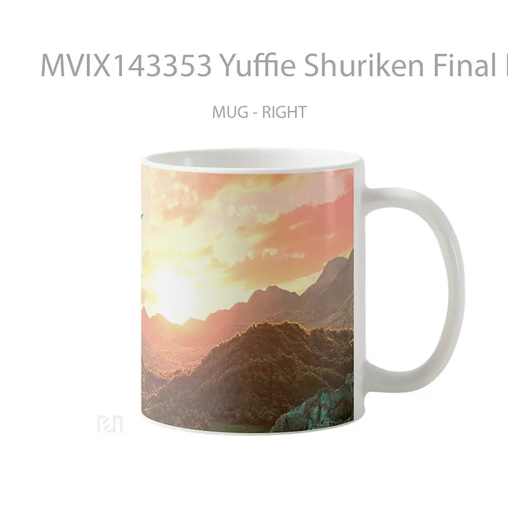 Mug Yuffie Shuriken Final Fantasy 7 Remake Rebirth Gelas Keramik Unik - All-side / Desain