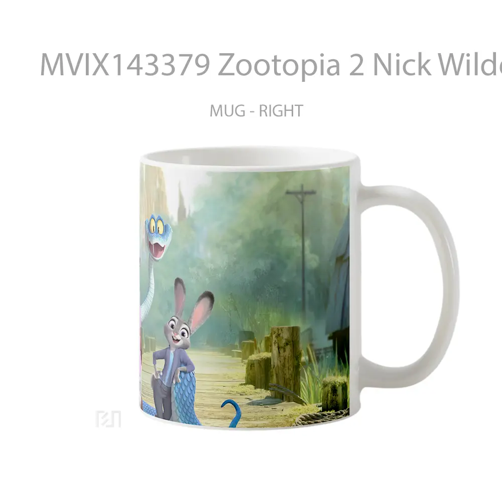 Mug Zootopia 2 Nick Wilde Judy Hopps Snake Gelas Keramik Unik - All-side / Desain