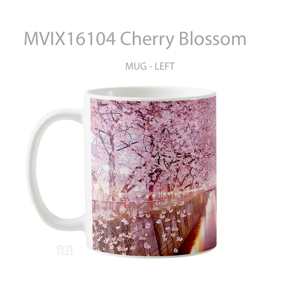Mug Cherry Blossom Full Wrap Lanscape - All-side / Desain