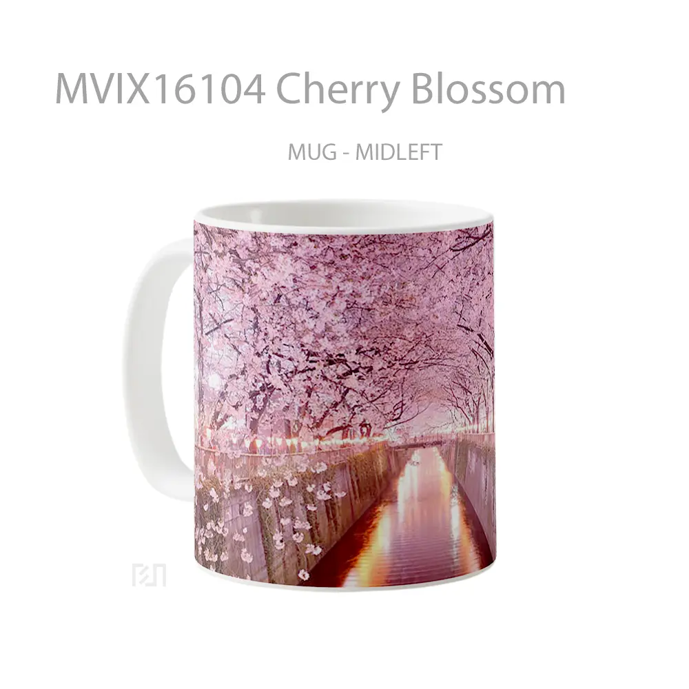 Mug Cherry Blossom Full Wrap Lanscape - All-side / Desain