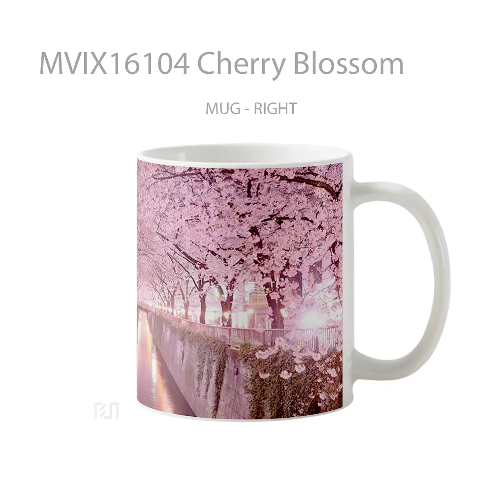 Mug Cherry Blossom Full Wrap Lanscape - All-side / Desain
