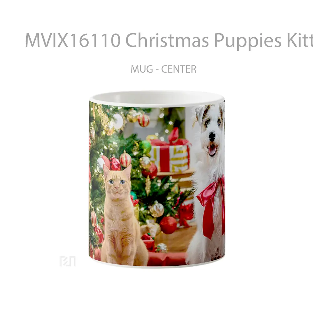 Mug Christmas Puppies Kittens Full Wrap Lanscape