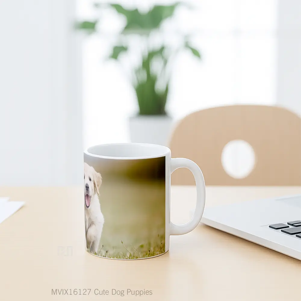 Mug Cute Dog Puppies Full Wrap Lanscape - All-side / Desain