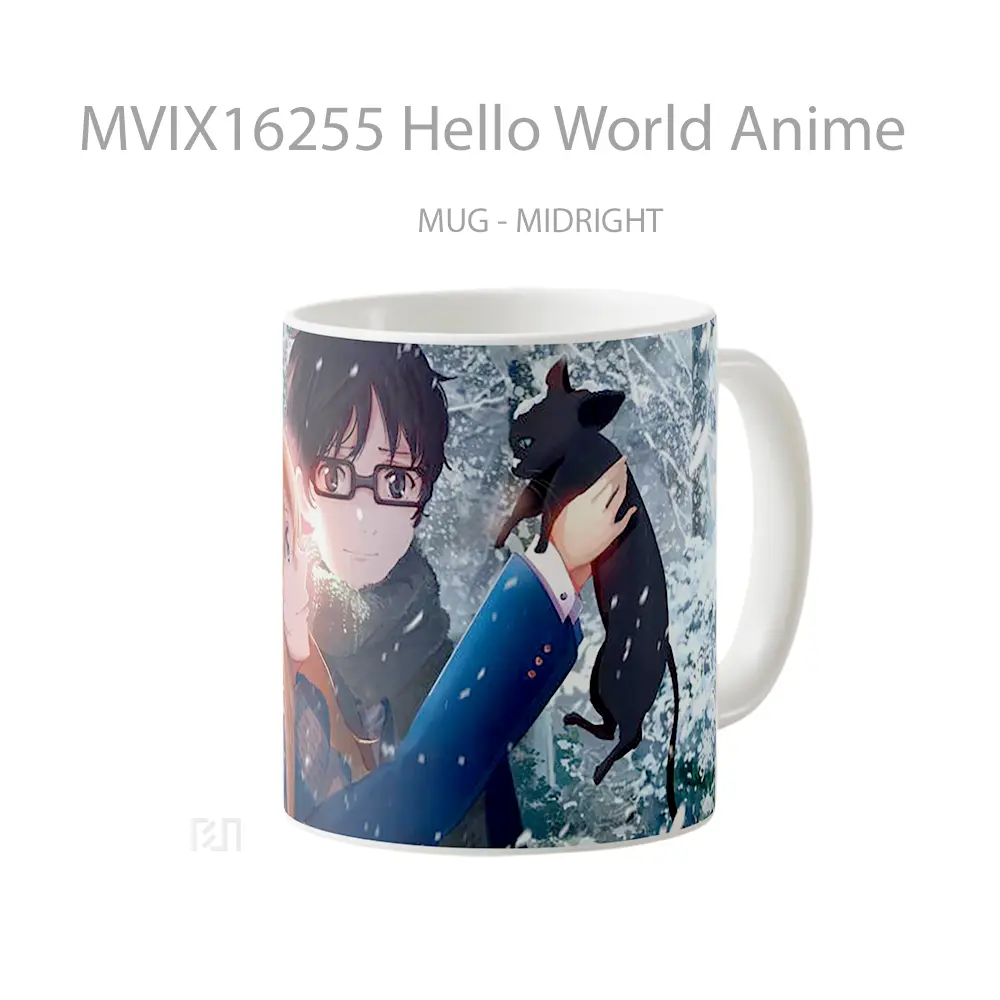 Mug Hello World Anime Full Wrap Lanscape - All-side / Desain