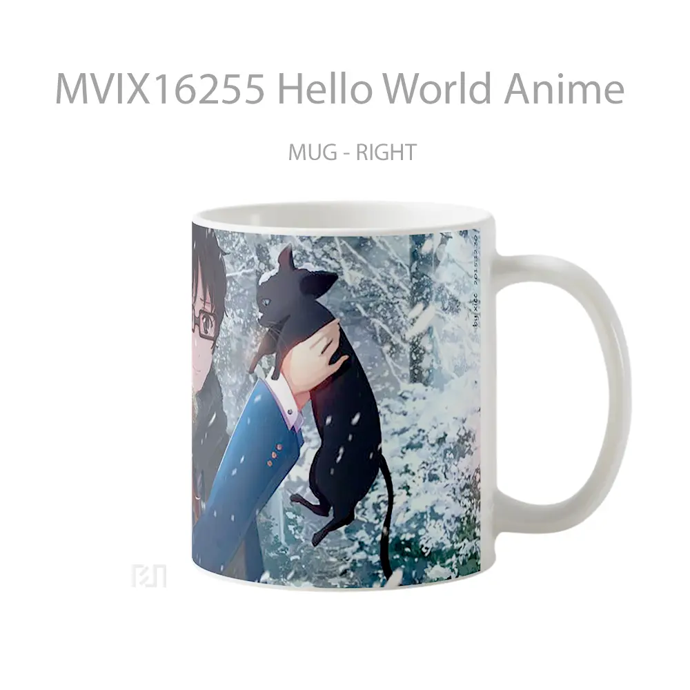 Mug Hello World Anime Full Wrap Lanscape - All-side / Desain