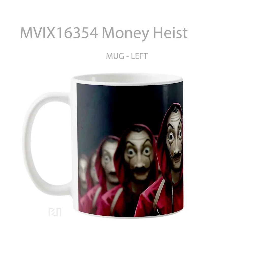 Mug Money Heist Full Wrap Lanscape - All-side / Desain