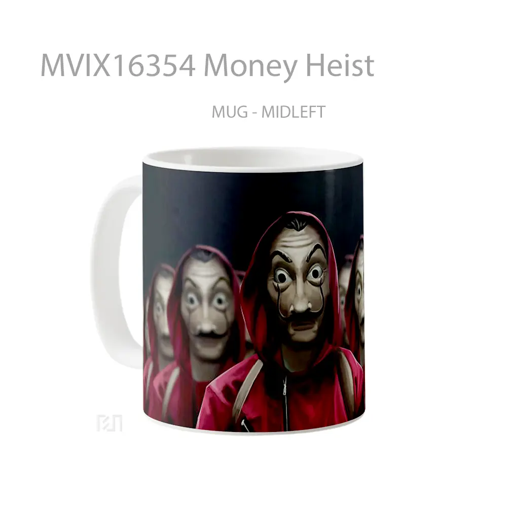 Mug Money Heist Full Wrap Lanscape - All-side / Desain