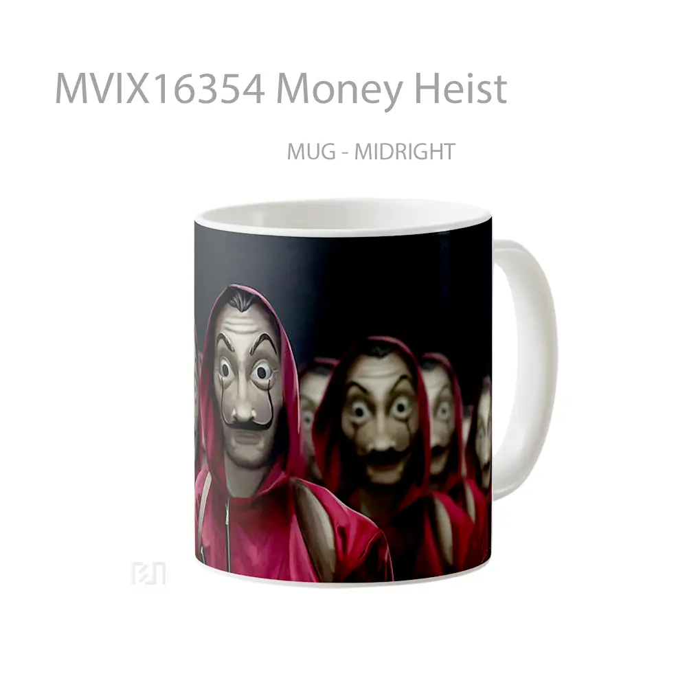 Mug Money Heist Full Wrap Lanscape - All-side / Desain