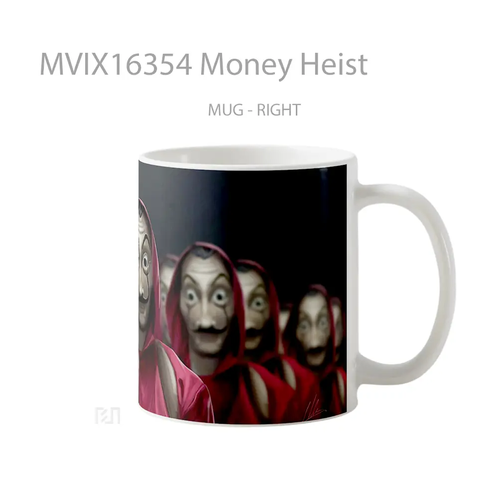 Mug Money Heist Full Wrap Lanscape - All-side / Desain