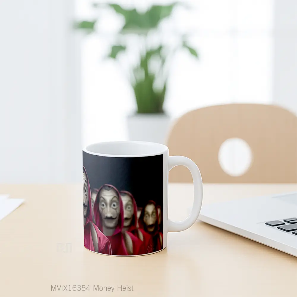 Mug Money Heist Full Wrap Lanscape - All-side / Desain