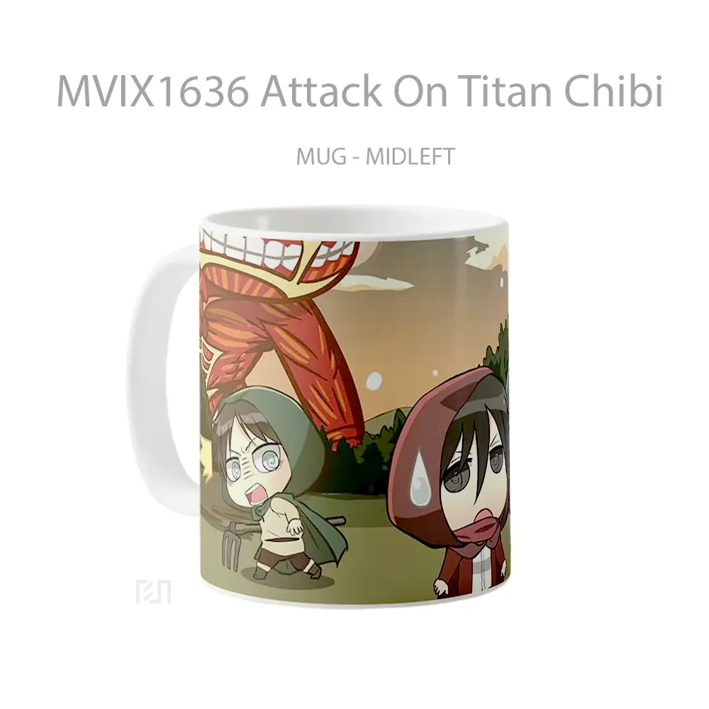 Mug Attack On Titan Chibi Full Wrap Lanscape - All-side / Desain