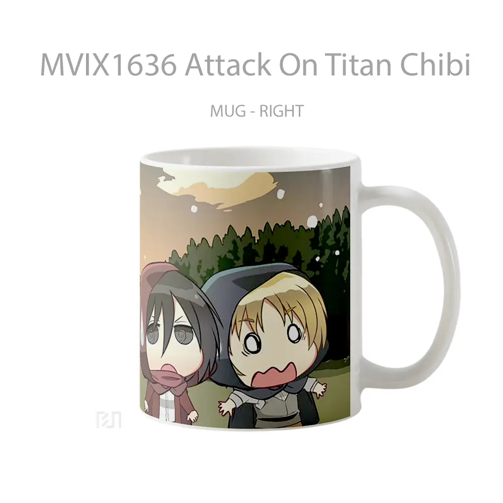 Mug Attack On Titan Chibi Full Wrap Lanscape - All-side / Desain