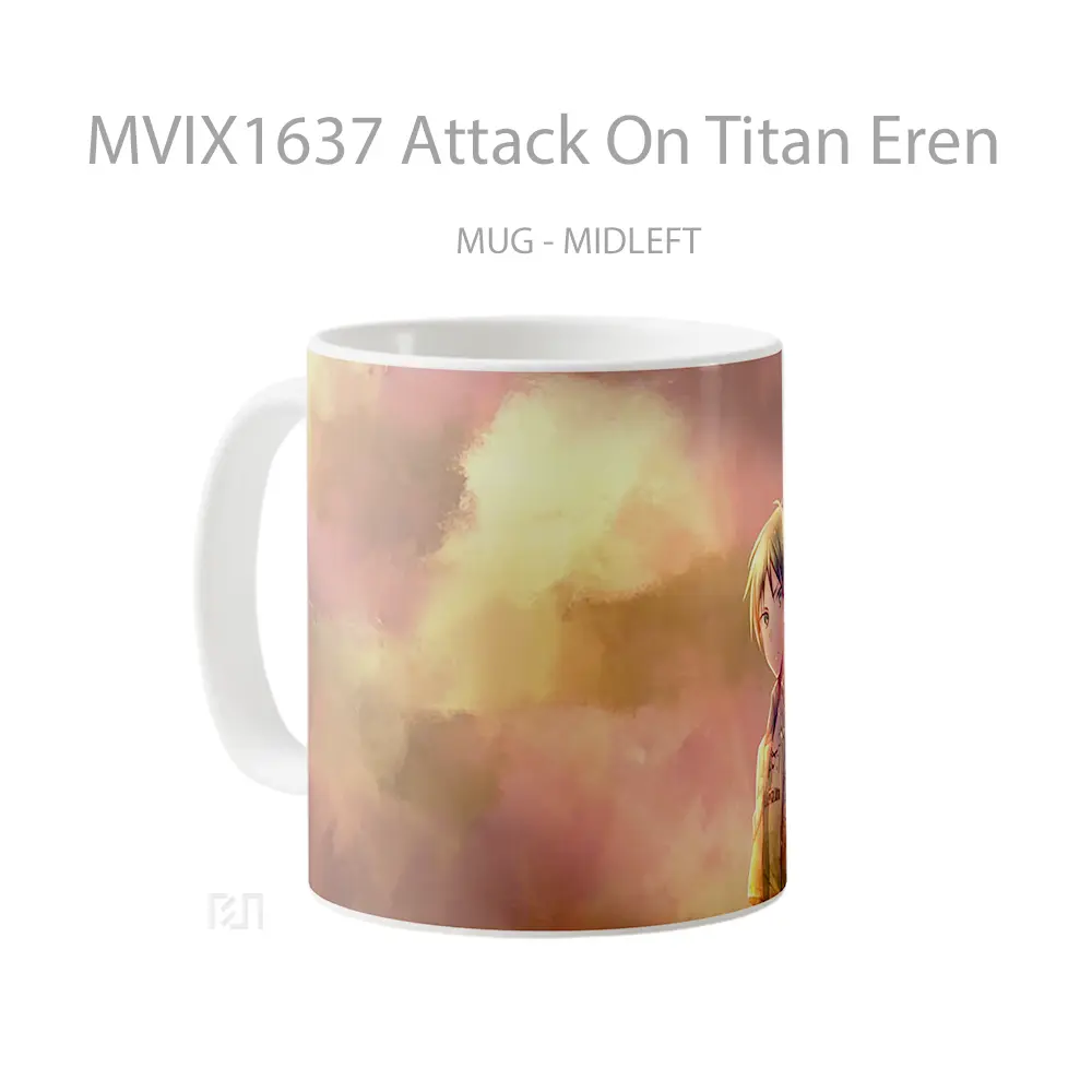 Mug Attack On Titan Eren Full Wrap Lanscape - All-side / Desain
