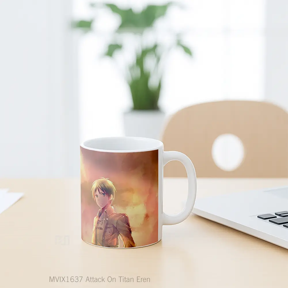 Mug Attack On Titan Eren Full Wrap Lanscape - All-side / Desain