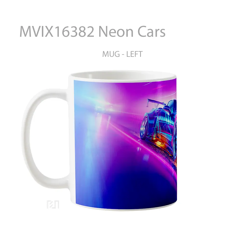 Mug Neon Cars Full Wrap Lanscape - All-side / Desain