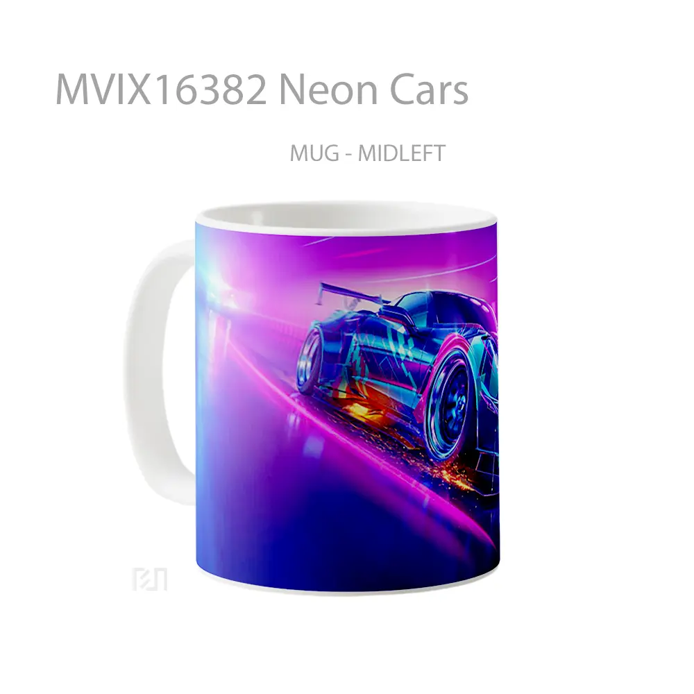 Mug Neon Cars Full Wrap Lanscape - All-side / Desain
