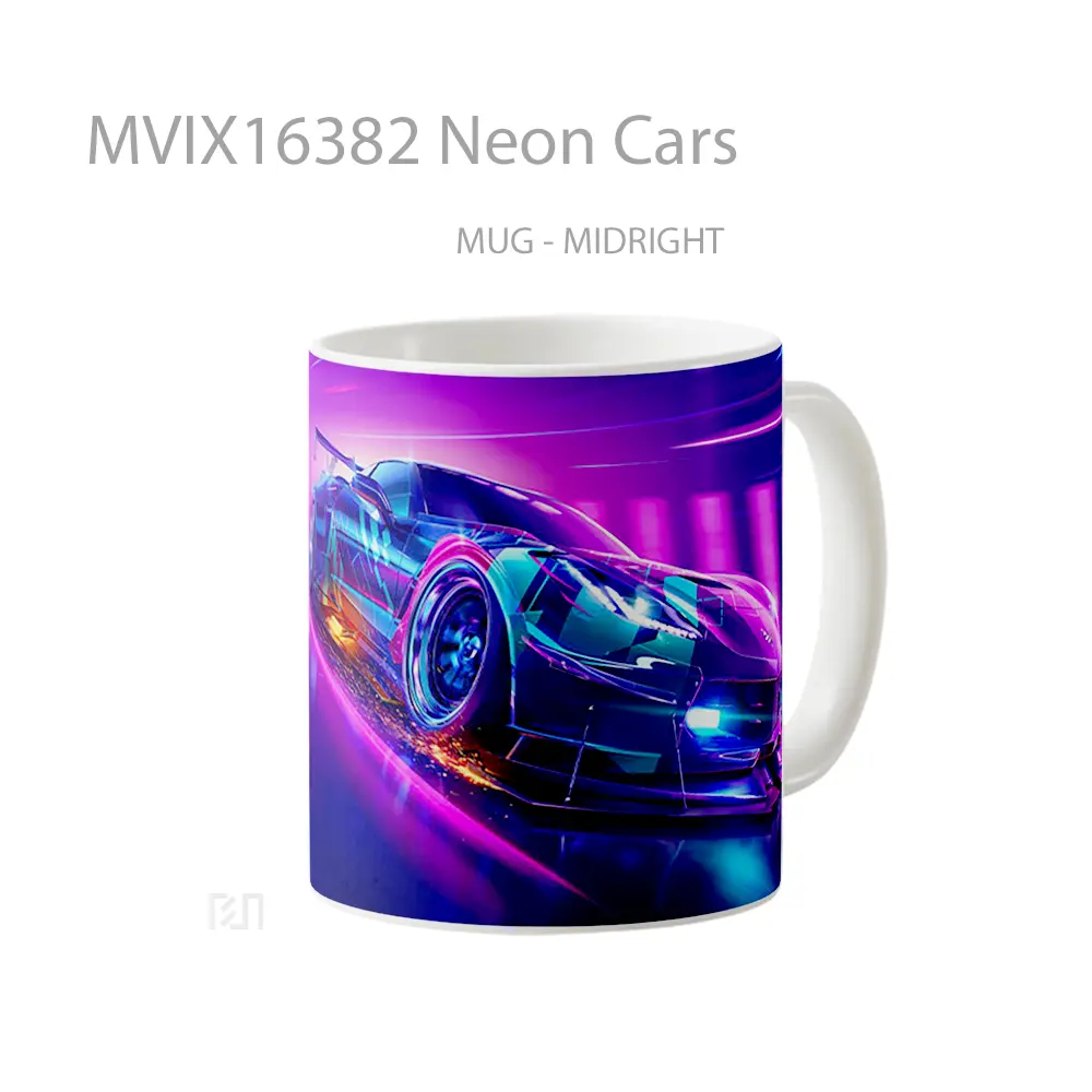 Mug Neon Cars Full Wrap Lanscape - All-side / Desain
