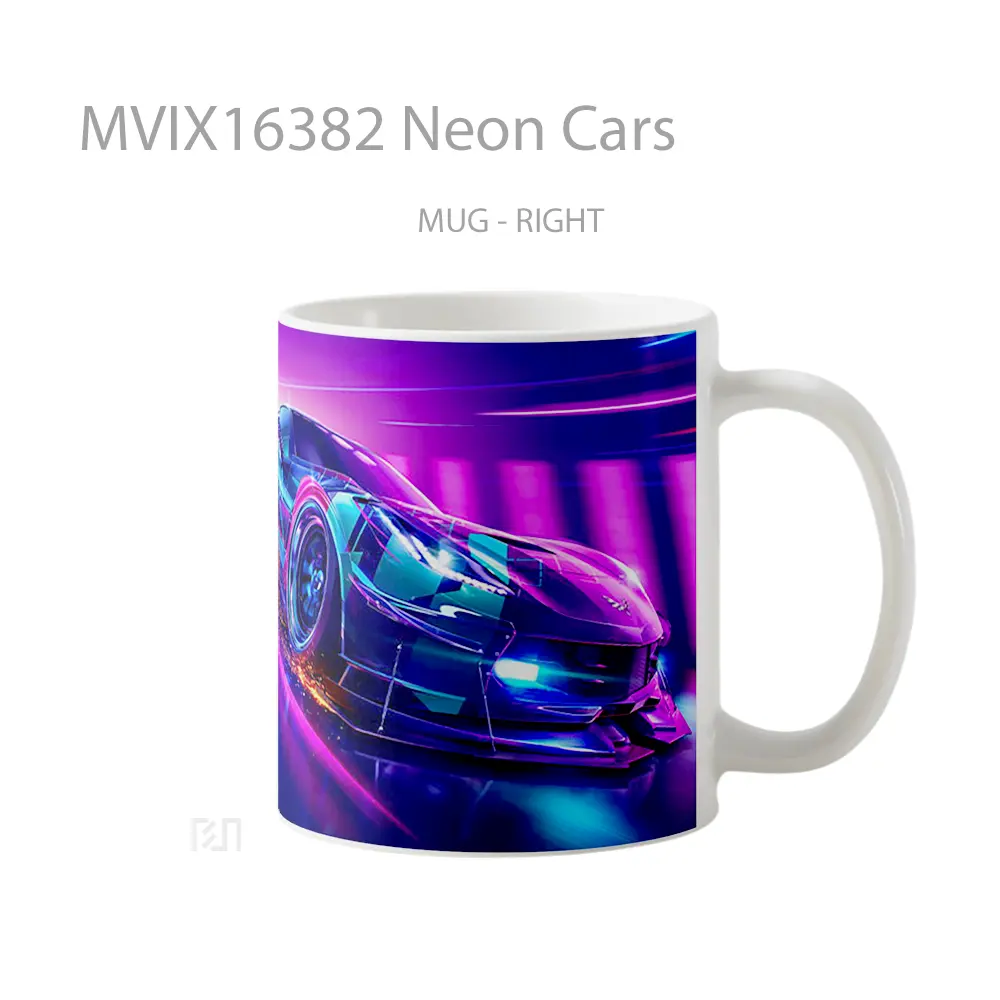 Mug Neon Cars Full Wrap Lanscape - All-side / Desain