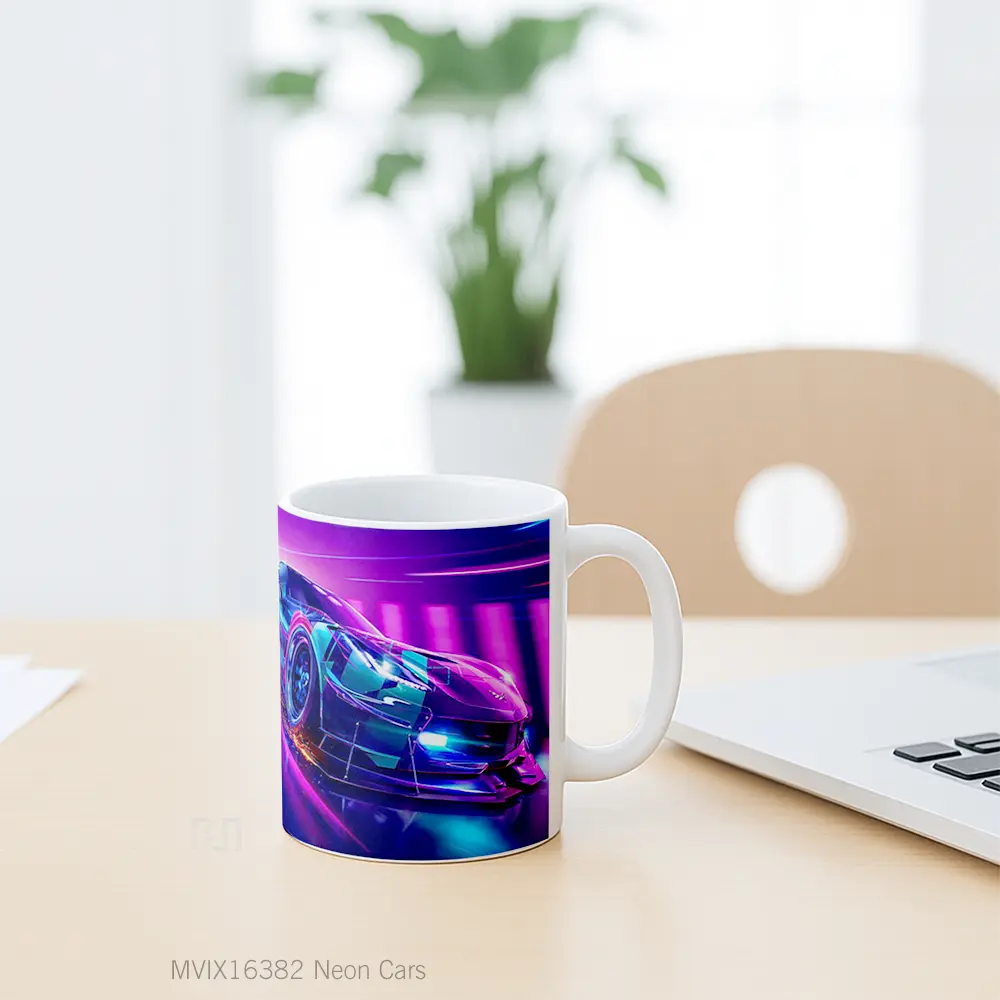 Mug Neon Cars Full Wrap Lanscape - All-side / Desain