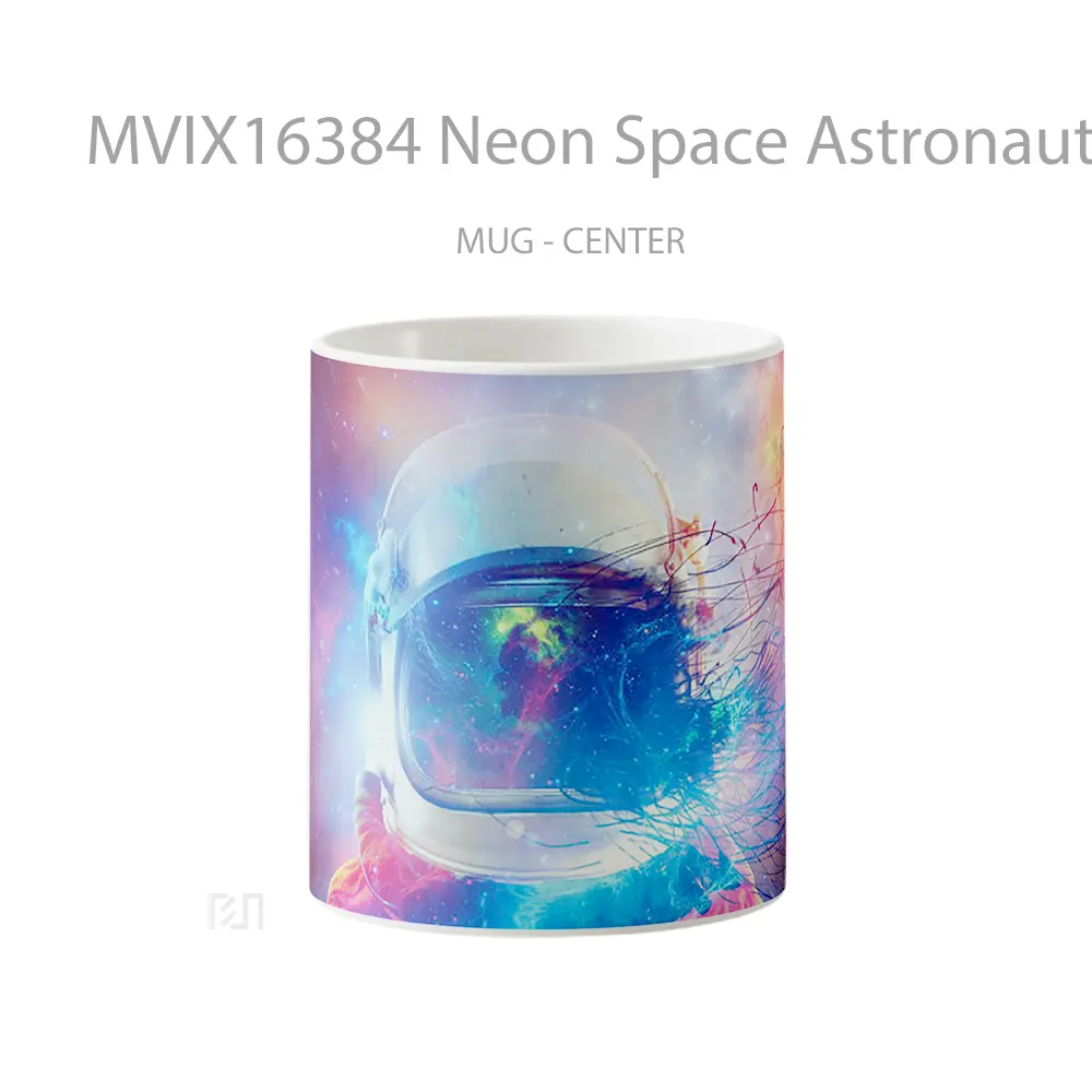 Mug Neon Space Astronaut Full Wrap Lanscape