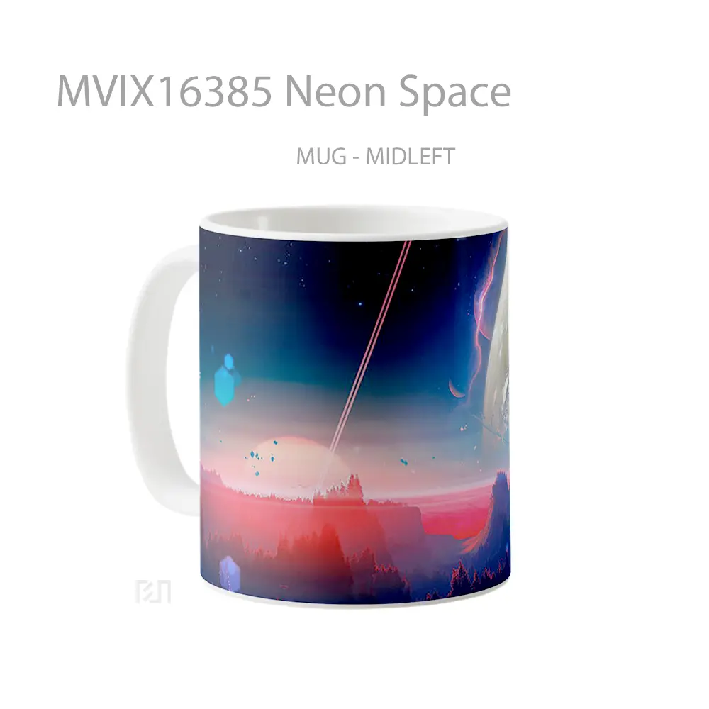 Mug Neon Space Full Wrap Lanscape - All-side / Desain