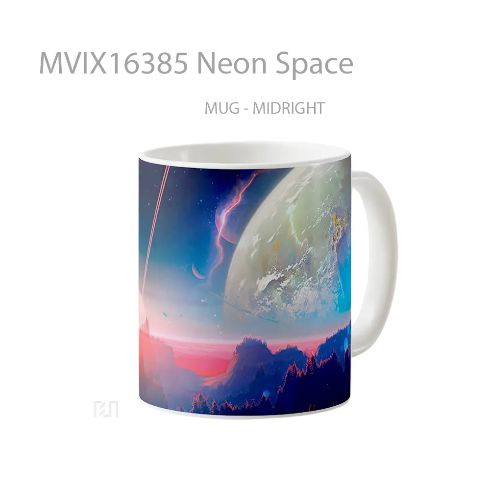 Mug Neon Space Full Wrap Lanscape - All-side / Desain