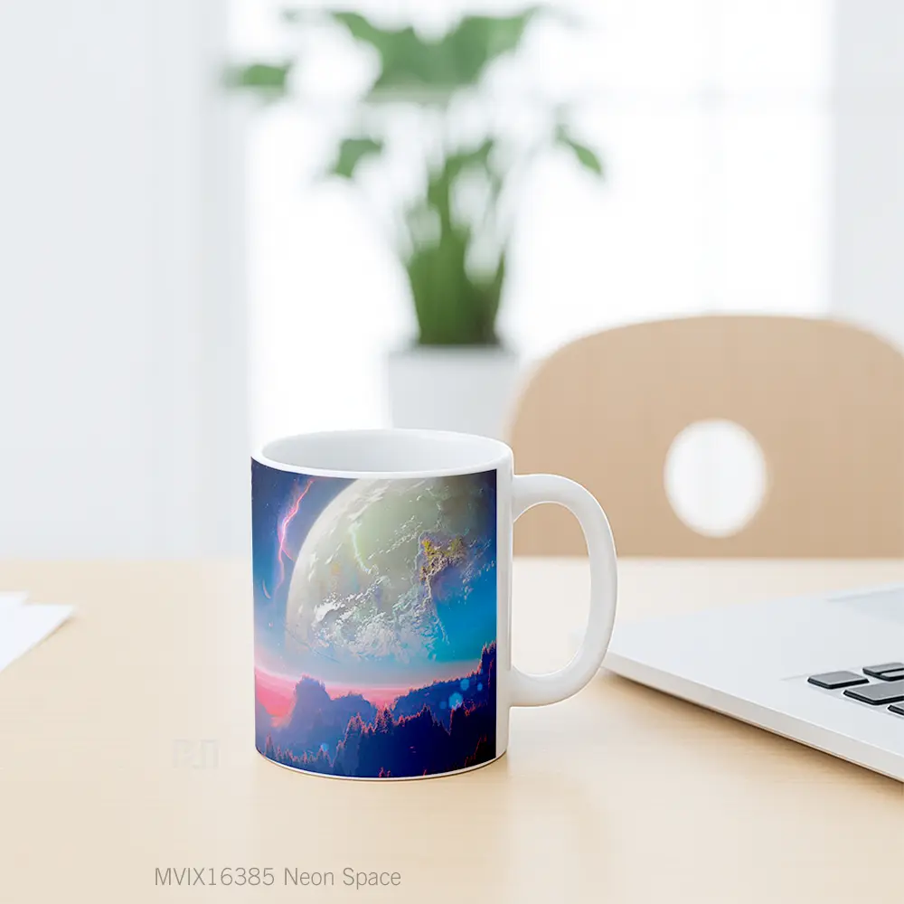 Mug Neon Space Full Wrap Lanscape - All-side / Desain