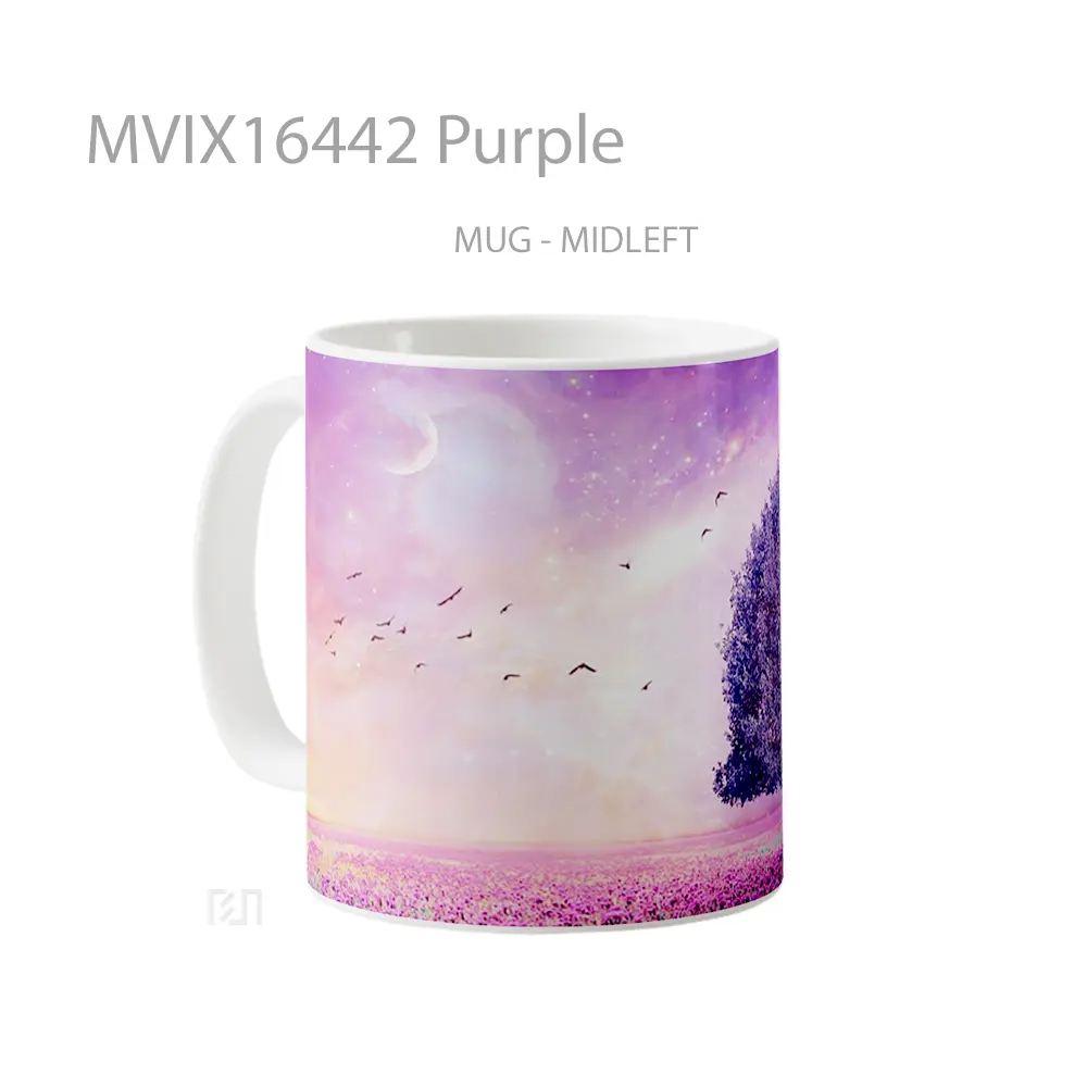Mug Purple Full Wrap Lanscape - All-side / Desain