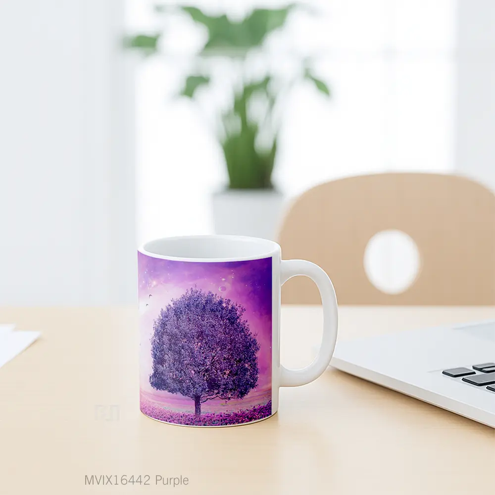 Mug Purple Full Wrap Lanscape - All-side / Desain