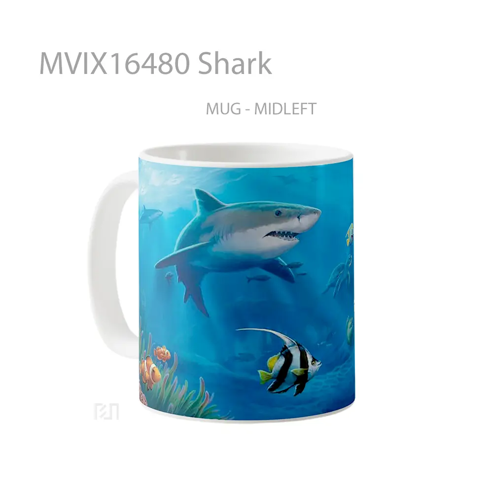 Mug Shark Full Wrap Lanscape - All-side / Desain