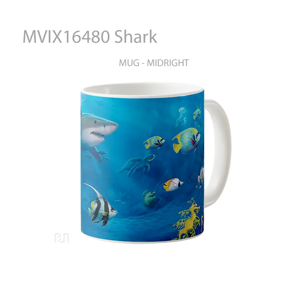 Mug Shark Full Wrap Lanscape - All-side / Desain