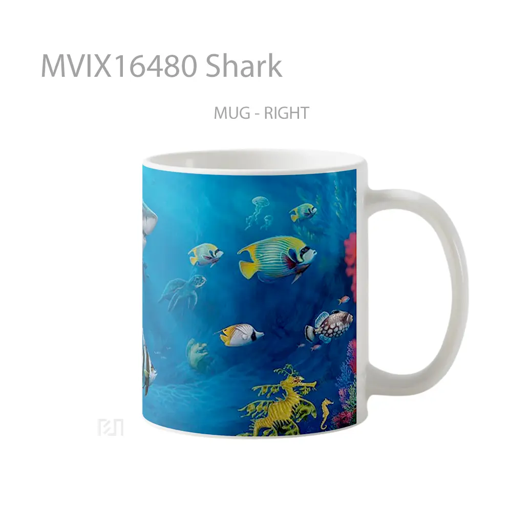 Mug Shark Full Wrap Lanscape - All-side / Desain