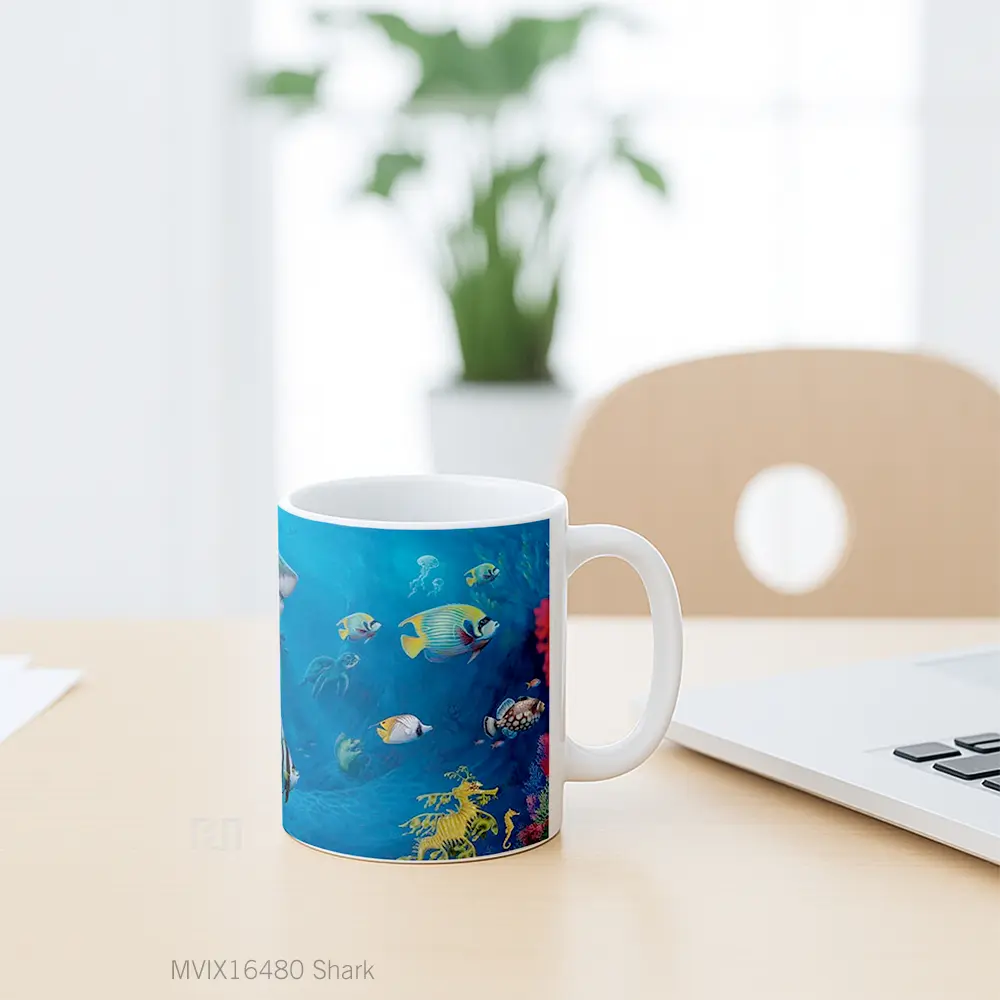 Mug Shark Full Wrap Lanscape - All-side / Desain